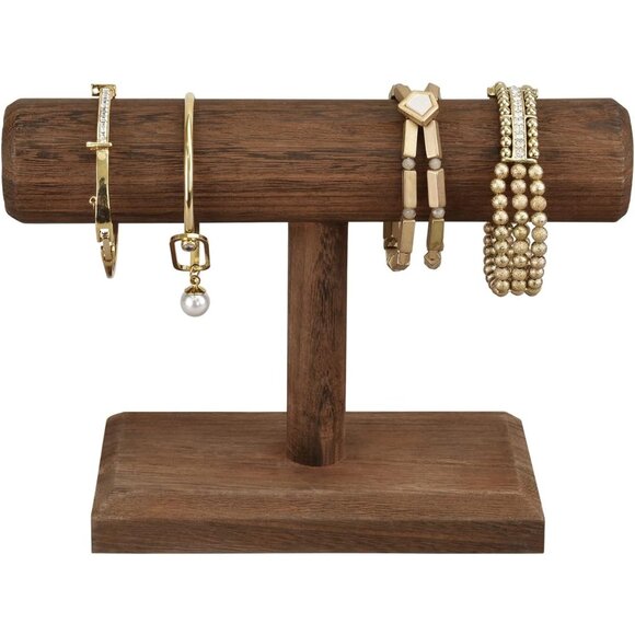 Antique Wooden Jewelry Display Stand - Elegant Rustic Bracelet & Necklace Holder - Picture 4 of 8